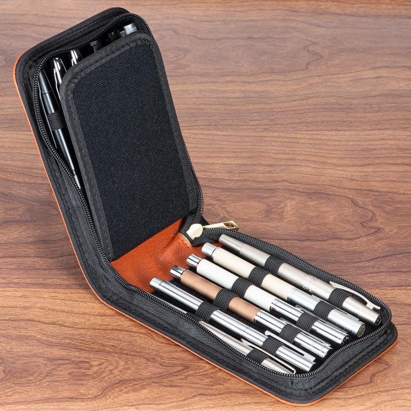 Lanxivi Fountain Pen Roller Pen PU Leather Case for 12 Pens (Coffee) - Image 2